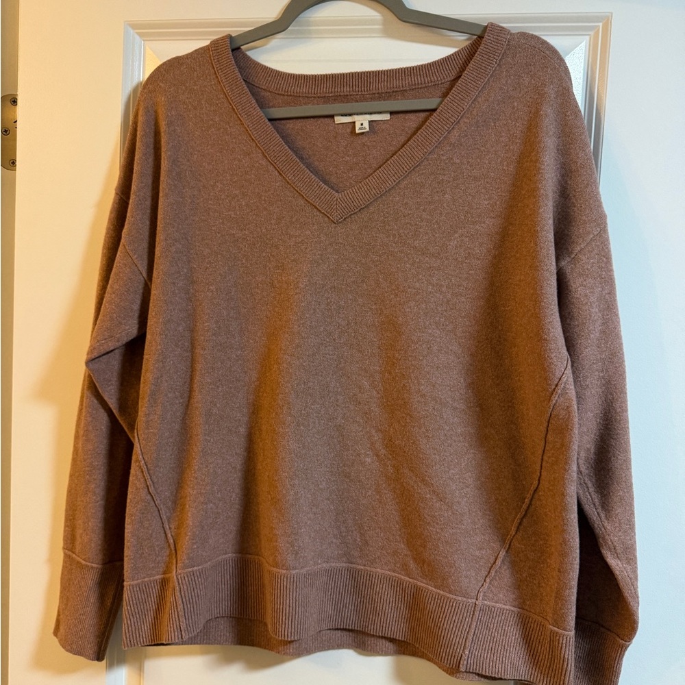 Lucky Brand Women's Deep Mauve V-Neck Sweater